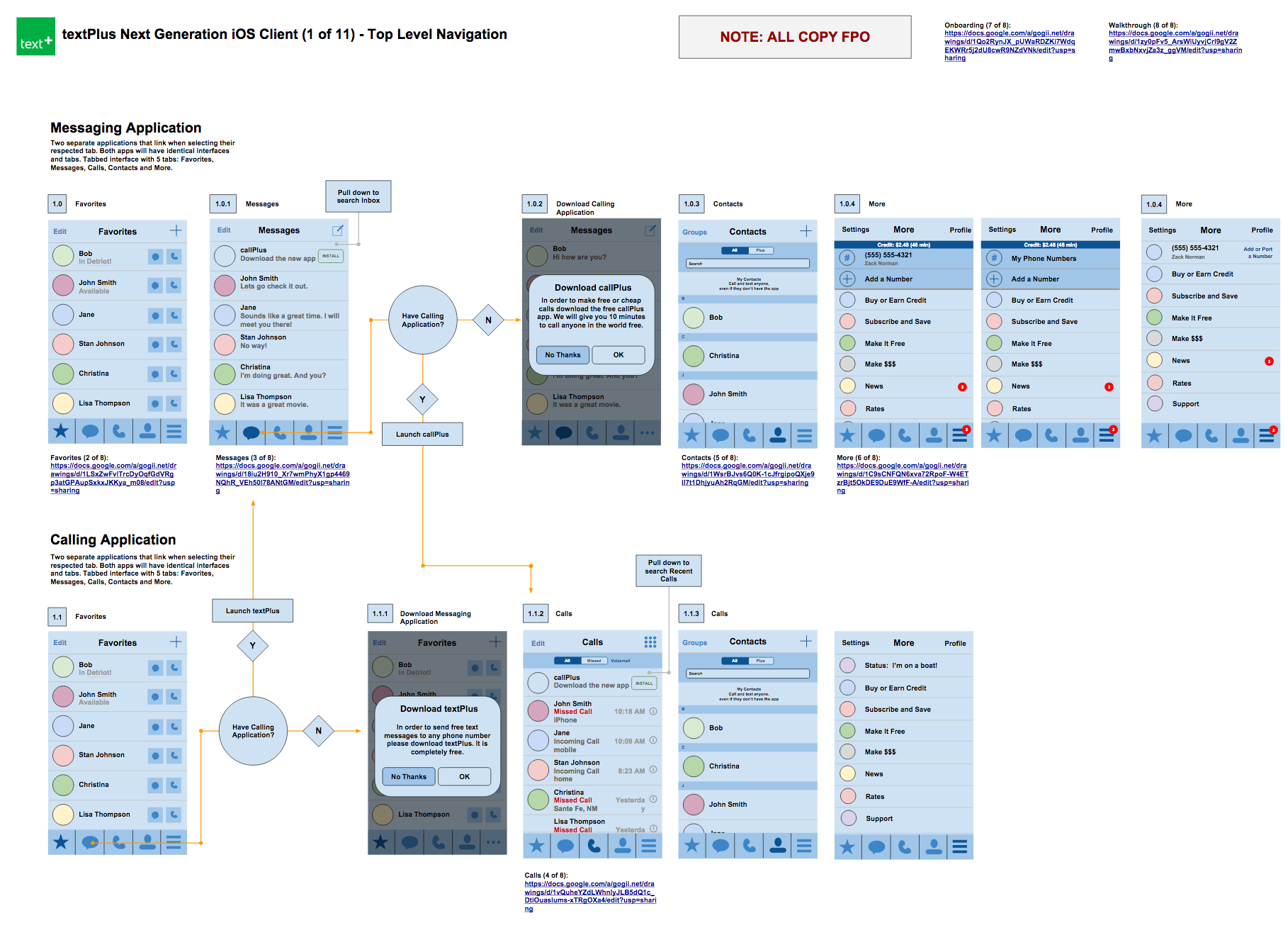 Nextplus Wireframes